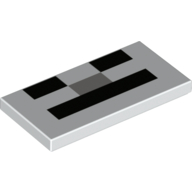 Lego Tile 2 x 4 with Pixelated Face (Skeleton) Print / White