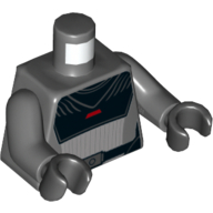 Lego Torso Armor, Black Collar, Silver and Red Stripes Print (Inquisitor), Dark Bluish Gray Arms, Black Hands