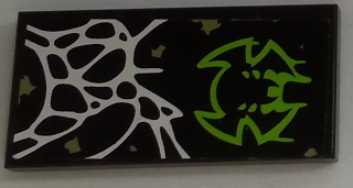 Lego Tile 2 x 4 with Spider Web and Spider Logo on Black Background Pattern Model Left Side (Sticker) - Set 70133 / Black