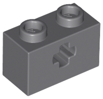 Lego Technic, Brick 1 x 2 with Axle Hole / Dark Bluish Gray