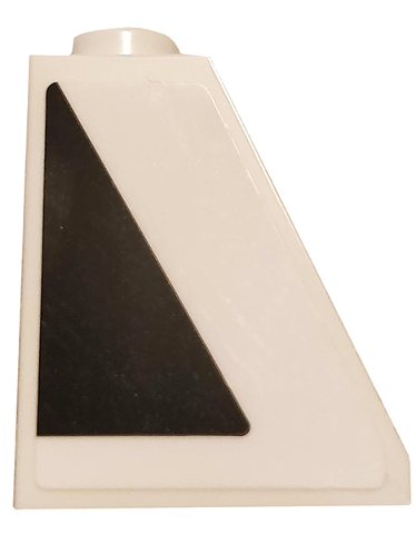 Lego Slope 65 2 x 1 x 2 with Black Triangle on White Background Pattern Model Left Side (Sticker) - Set 75810