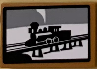 Lego Tile 2 x 3 with Picture of Disney Train Pattern (Sticker) - Set 71044 / Medium Nougat