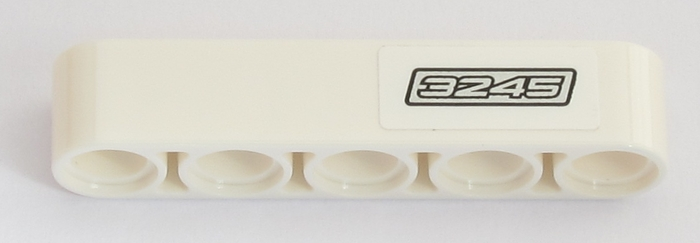 Lego Technic, Liftarm Thick 1 x 5 with Silver '3245' Pattern Model Right Side (Sticker) - Set 42043 / White