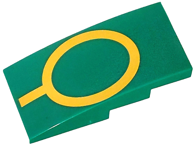 Lego Slope, Curved 4 x 2 with Yellow Oval and Line Pattern (Pokémon Rayquaza Head)