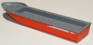 Lego Boat, Hull Unitary 51 x 12 x 6 with Dark Bluish Gray Top with Fire Logo and 7906 Pattern on Both Sides (Stickers) - Set 7906