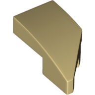 Lego Brick Wedged, Curved 2 x 1 with Stud Notch Left / Tan