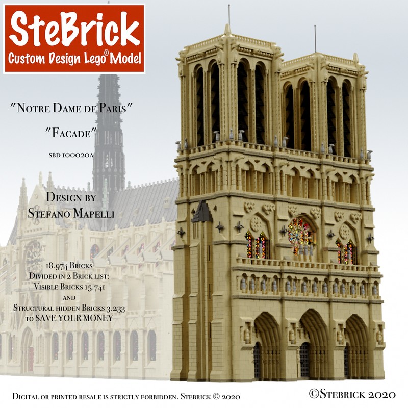 Lego - FACADE - Notre Dame de Paris