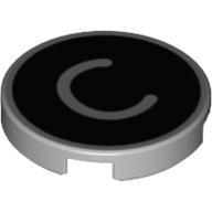 Lego Tile Round 2 x 2 with Bottom Stud Holder with 'C' on Black Background Print