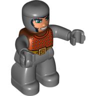 Lego Duplo Figure with Rounded Head with Dark Bluish Gray Legs, Brown Chest, Dark Bluish Gray Arms, Dark Bluish Gray Hands (Phoenix Soldier) / Reddish Brown