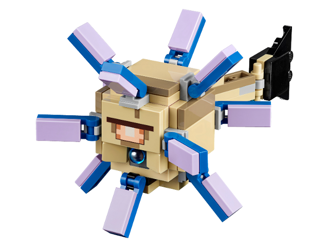 Lego Minecraft Guardian, Elder (Tan Plate 1 x 2 on Tail) - Brick Built