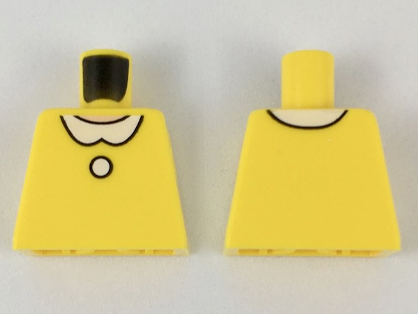 Lego Torso with White Collar and Button Pattern / Yellow