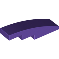 Lego Brick Curved 4 x 1 No Studs [Stud Holder with Symmetric Ridges] / Dark Purple