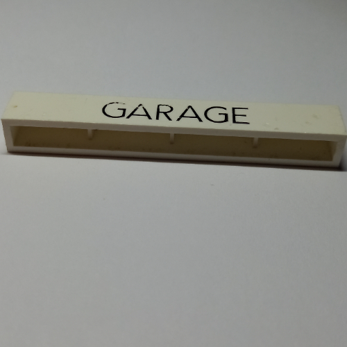 Lego Brick 1 x 8 with 'GARAGE' Thin Narrow Black Print