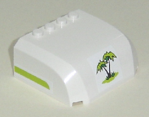 Lego Windscreen 5 x 6 x 2 Curved Top Canopy with 4 Studs with Lime Line on Both Sides and Palm Tree on Front Pattern (Stickers) - Set 7639