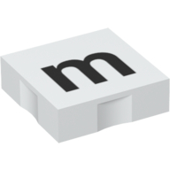 Lego Duplo Tile 2 x 2 with Lowercase 'm' Print / White