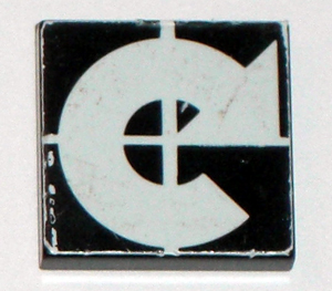 Lego Tile 2 x 2 with Arrow White Curved Clockwise on Black Background Pattern (Sticker) - Set 8094 / Black