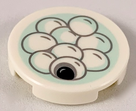 Lego Tile, Round 2 x 2 with Bottom Stud Holder with Tang Yuan Sesame Rice Balls on Light Aqua Plate Pattern