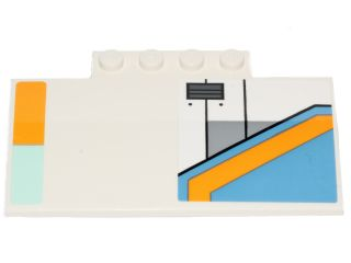Lego Slope, Curved 5 x 8 x 2/3 with 4 Studs with SW The Phantom Pattern Model Left Side (Stickers) - Set 75170 / White