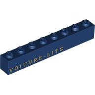 Lego Brick 1 x 8 with Gold 'VOITURE - LITS' Print