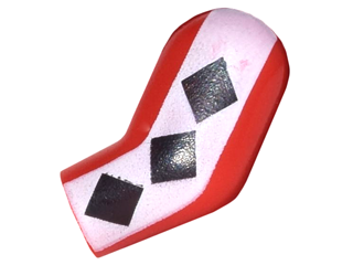 Lego Arm, Left with White Vertical Stripe and 3 Black Diamonds Pattern / Red