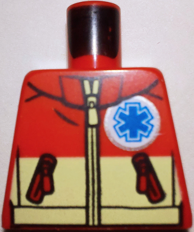 Lego Torso Jacket EMT Star of Life Logo Front and Back and Tan Panel Pattern / Red
