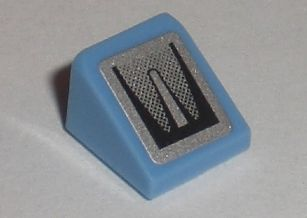 Lego Slope 30 1 x 1 x 2/3 with Black Taillight Fade on Silver Background Pattern (Sticker) - Sets 8186 / 8193 / Medium Blue