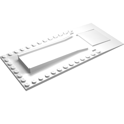 Lego Baseplate Raised 8 x 18 with Garage Floor Plate (Old style) / White