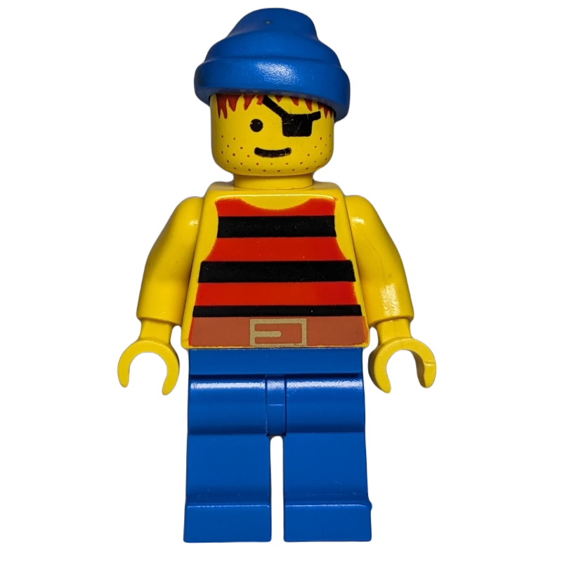 Lego Pirate - Red/Black Stripes, Blue Legs, Blue Bandana