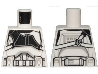 Lego Torso SW Armor Clone Trooper Gunner with Black Panel and White Straps Pattern / White