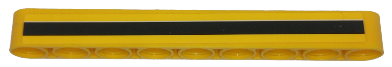 Lego Technic, Liftarm Thick 1 x 9 with Black Stripe Pattern (Sticker) - Set 42151 / Yellow