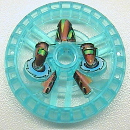 Lego Technic Disc 5 x 5 Notched, Twin Saw Print / Trans-Light Blue