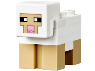 Lego Minecraft Sheep, White, Plate 2 x 2 on Back - Brick Built