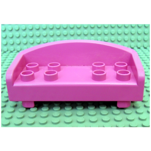 Lego Duplo Couch / Sofa with Rounded Back and Eight Studs / Medium Dark Pink