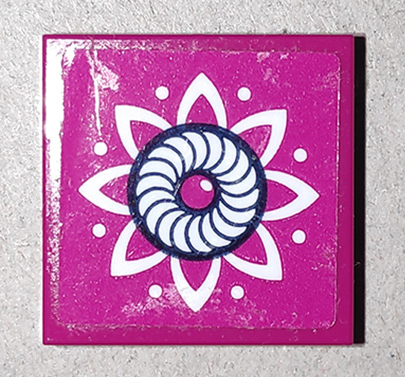 Lego Tile, Modified 2 x 2 Inverted with White Flower Petals and Dots Pattern (Sticker) - Set 41173