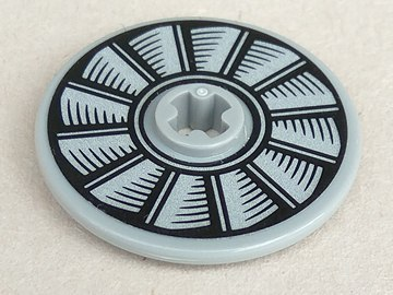 Lego Technic, Disk 3 x 3 with Silver and Black Fan Pattern (Sticker) - Set 75901