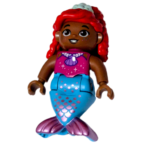 Lego Duplo Figure with Hair High Red, Light Aqua Shell, Medium Azure Mermaid Legs
