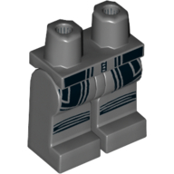 Lego Hips and Dark Bluish Gray Legs with Black Open Coat and Knee Straps Print / Dark Bluish Gray