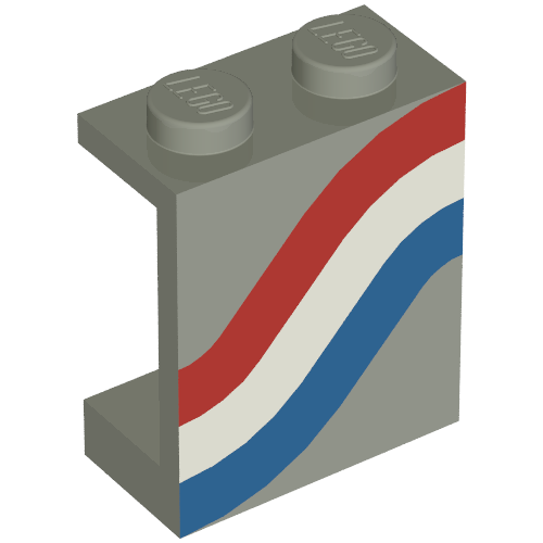 Lego Panel 1 x 2 x 2 Solid Stud with Red/White/Blue Right Print / Light Gray