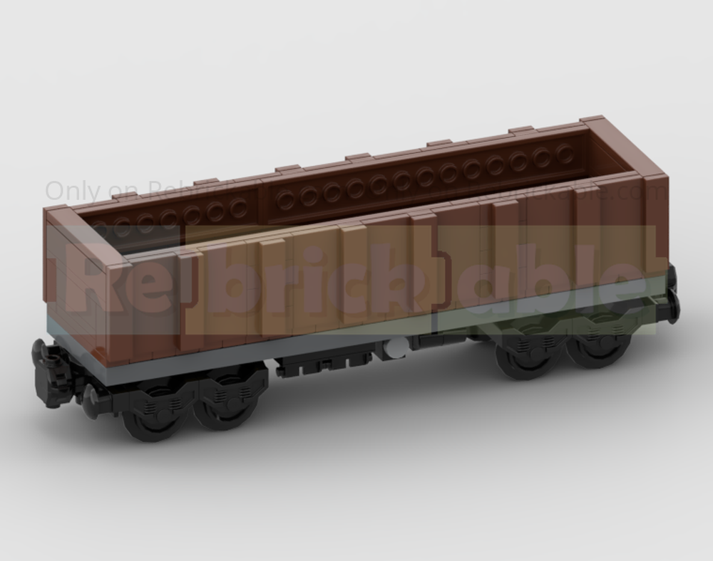 Lego Aggregate Stone Train Wagon - 6 Studs Wide