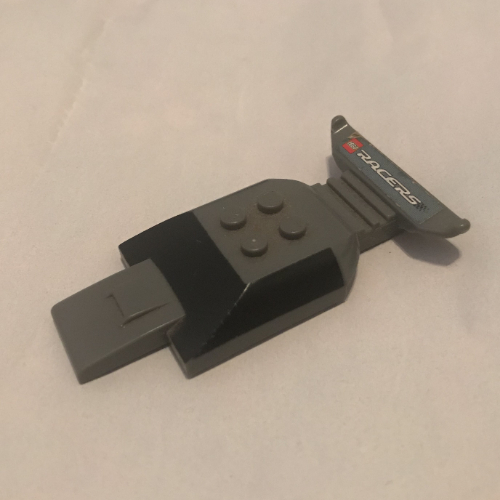 Lego Vehicle Body, Top Fast Food Racer 4 x 10 with Sloped Black Windshield and Rear Spoiler / Dark Bluish Gray