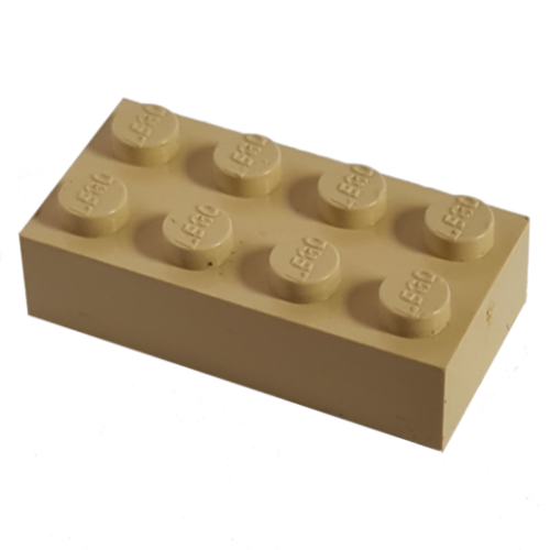 Lego Modulex Brick 2 x 4 with LEGO on Studs / Modulex Buff