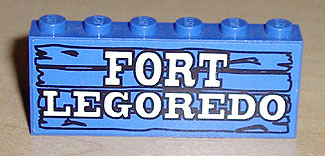 Lego Stickered Assembly 6 x 1 x 2 with 'FORT LEGOREDO' Pattern (Sticker) - Sets 6762 / 6769