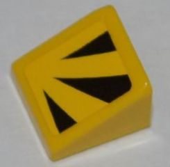 Lego Slope 30 1 x 1 x 2/3 with 3 Black Triangular Shapes Pattern Model Left Side (Sticker) - Set 8228