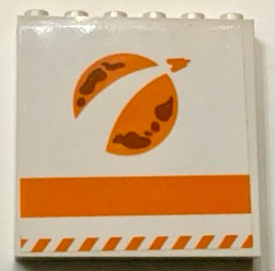 Lego Panel 1 x 6 x 5 with City Mars Exploration Logo, Orange Stripe and Danger Stripes Pattern (Sticker) - Set 60229