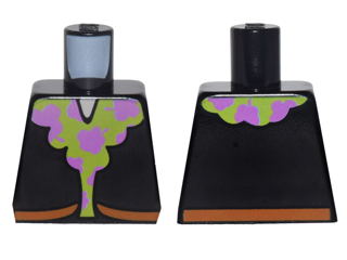 Lego Torso Jacket with Lime and Medium Lavender Fluffy Trim Pattern / Black