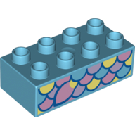 Lego Duplo Brick 2 x 4 with Fish Scales Print