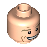 Lego Minifig Head Thomas Müller, Dark Tan Eyebrows, White Pupils, Chin Dimple, Cheek Lines, Open Smile Print [Hollow Stud] / Light Nougat