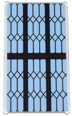 Lego Glass for Window 1 x 4 x 6 with Bright Light Blue Leaded Panes and Dark Brown Wood Frame Pattern (Sticker) - Set 76385