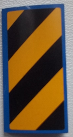 Lego Slope, Curved 2 x 4 x 2/3 with Bottom Tubes with Black and Yellow Danger Stripes Pattern Model Right Side (Sticker) - Set 60052