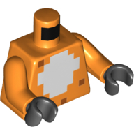 Lego Torso Pixelated White Stomach Print, Orange Arms, Black Hands / Orange